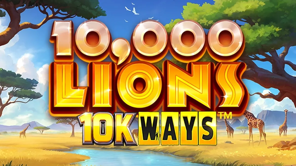 Pemandangan sabana Afrika dalam slot 10,000 Lions 10K Ways